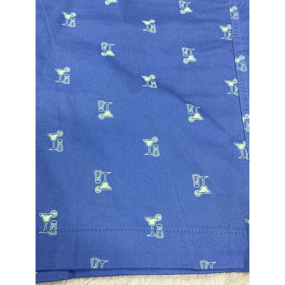 Tackle & Tides Shorts Mens Blue Size 38 Martini Print With Button & Zip Closure - Picture 2 of 8